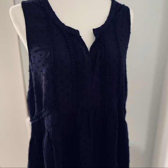 Merona Tops - Navy Embroidered Sleeveless Top, size L